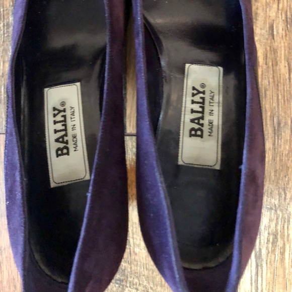 BALLY Purple Suede/Black Leather Kitten Heels - Picture 5 of 7